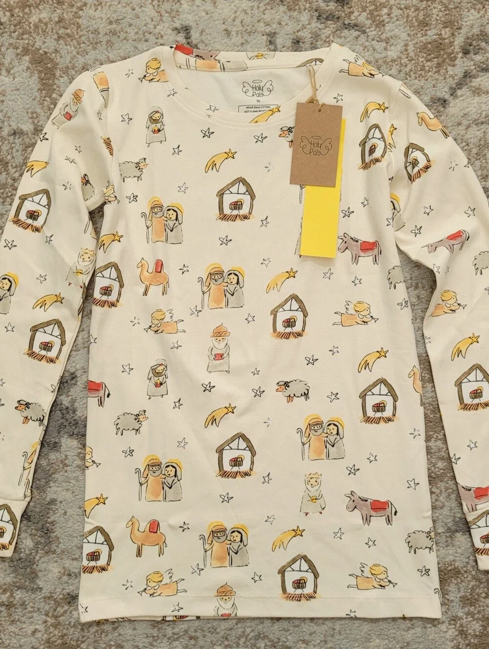 NWT Holy Pals Nativity Christmas Pajama Top Size 14 Christian Jesus Cotton